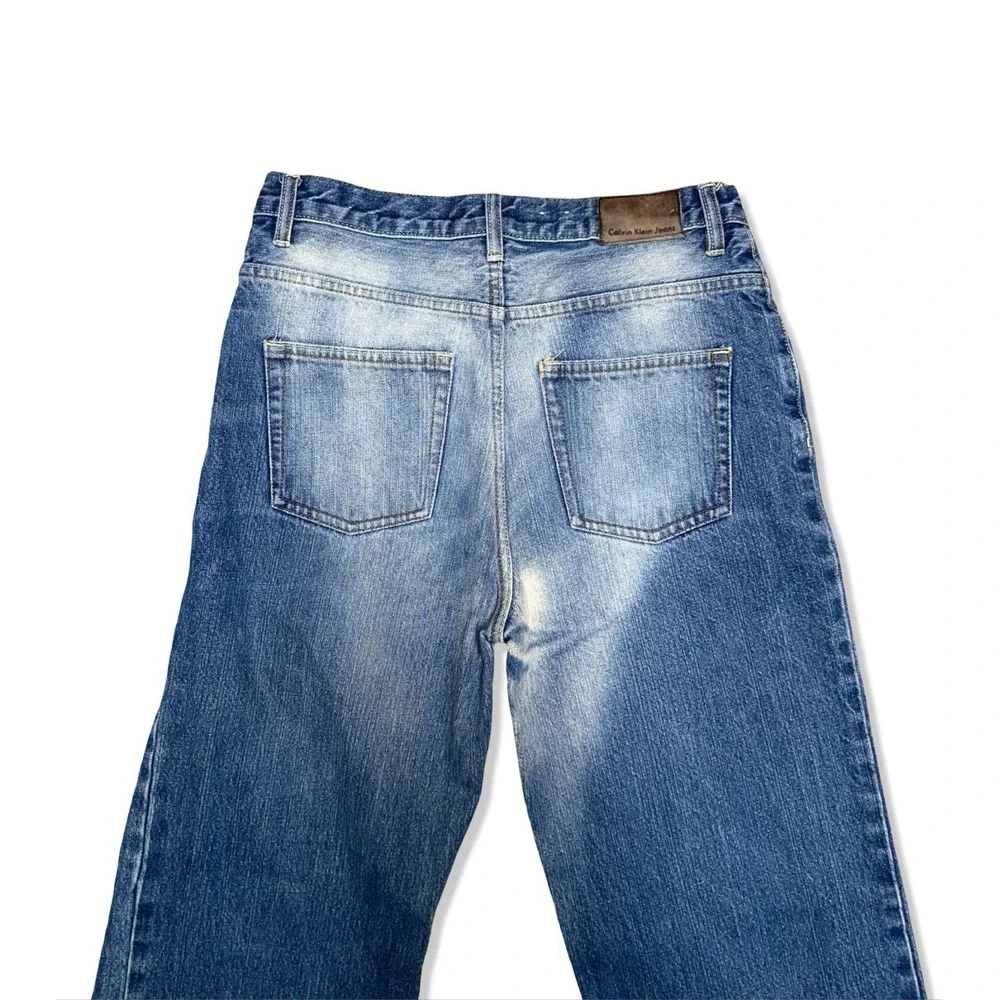 Calvin Klein Jeans Y2K Wide Leg Faded Blue Denim Jeans 30x30 100% Cotton